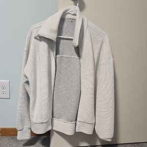 Calia Light Gray Textured Zip Cardigan Jacket Size Small